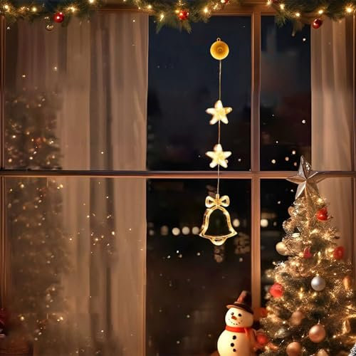 MagiSel Luci di Natale Cascata Fiocco di Neve, Luci Stringa Fiocco Di Neve, LED Catena Luminosa a Batteria Luci Stringa Natalizie Decorazione, per Albero di Natale, Finestra, Porta, Bar (Campana)