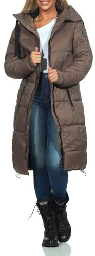 Sublevel Damen Steppmantel LSL-437 gesteppter Parka mit Kapuze Lentil Brown L