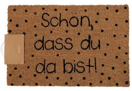 Seaside No.64 - Natürliche Fußmatte aus Kokosfasern, rutschfestem PVC - dekorativer Schmutzfänger im modernen Design - Drecksammler für Flur, Terrasse, Wintergarten (Schön, dass du da bist!, 60x40 cm)