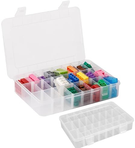 Perline da stirare, scatola di smistamento per piccoli oggetti, organizer per gioielli, scatola portaoggetti in plastica, scatola regolabile per bricolage con coperchio, scatola trasparente per