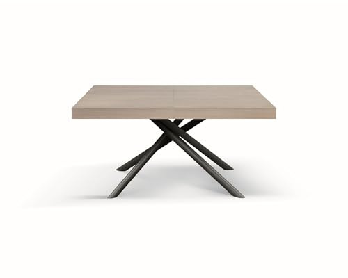 KONTE.DESIGN Tisch Carrara aus Holz, Ulmen-Finish und Fuß aus anthrazit lackiertem Metall, ausziehbar 140 x 90 cm - 220 x 90 cm