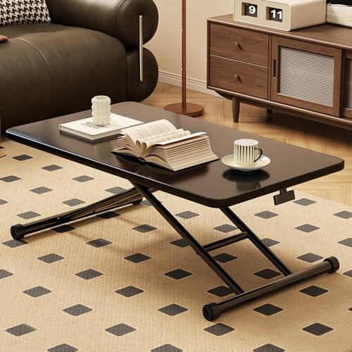WNYAILLL Couchtisch, Kleiner Klapptisch, Tatami-Tisch, Balkontisch, Tabletttisch, Sofatisch für Wohnzimmer, Kleiner Beistelltisch, für Wohnzimmer/Büro/Balkon/Flur(Black,90cm/35.4in)