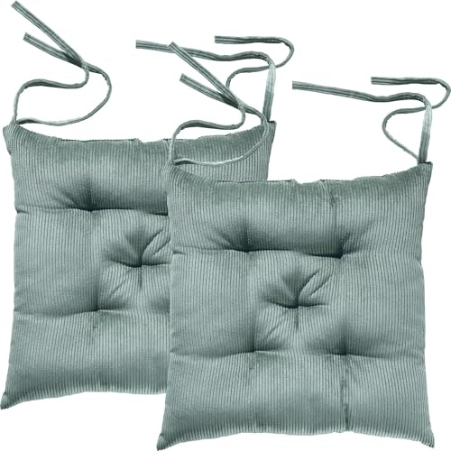 Erwin Müller Stuhlkissen Glasgow 2er-Pack Cord Jade Größe 40x40x8 cm