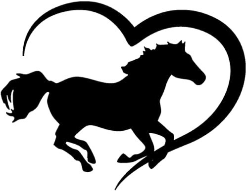 Samunshi® Herz mit Pferd als Aufkleber für Auto Motorrad Helm Fahrrrad Notebook Tablet Autoaufkleber Sticker Heartbeat EKG Motorradaufkleber Silhouette 10 x 7,7cm schwarz