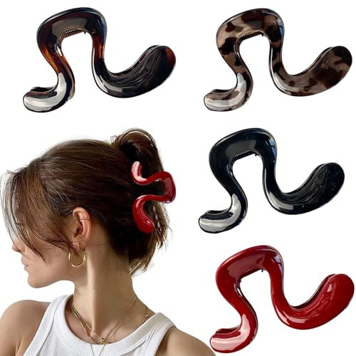 4 Pince Cheveux Fins Ensemble de Pinces à Cheveux Pour Femmes Pince Cheveux Antidérapante Épingle à Cheveux Imprimé Léopard Convient aux Cheveux Fins et Épais Ensemble de Pinces Pour Femmes et Filles
