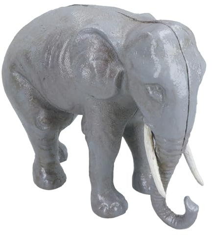 Elephant Money Bank Box Cast Iron Coin Cash Change Jar Animal Safari Africa