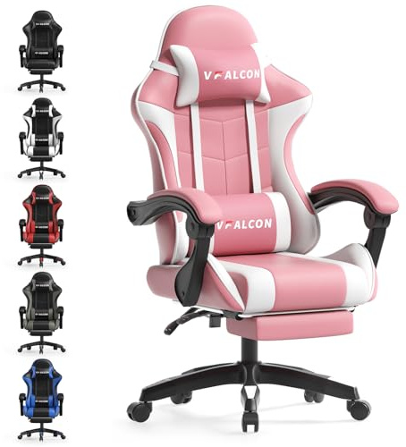 Vfalcon XTREME Gaming Chair – Ergonomic Reclining Chair with Footrest, 360° Swivel, Height Adjustable (Pink)