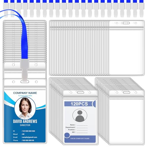 HIMOMO 120 Porte Badge Tour de cou, étanche Porte Carte Avec Cordon,Transparent Verticaux En Badge Plastique, Pour Aux Expositions, Conférences, écoles, Bureaux(Pour 7 x 10 cm)