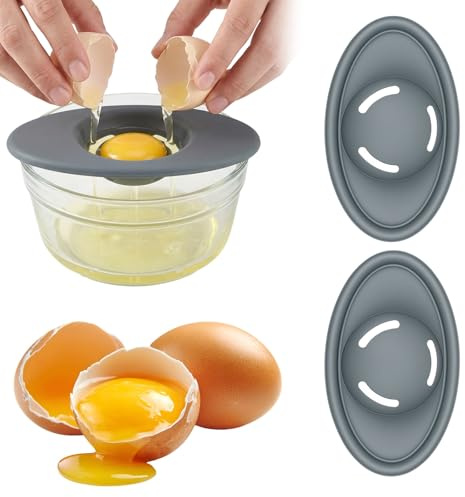 2PCS Silicone Egg Yolk Separator, Food-Grade Egg Separator for Raw Eggs, 3-Slit Yolk Separator Tool for Baking, Durable and Easy-to-Clean Kitchen Gadget