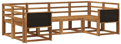 vidaXL Outdoor-Sofagarnitur 6 pcs Natur Massivholz Akazie, Akazienholz, modernes Gartensofa, Outdoor-Sitzgruppe, Gartenmöbel für die Veranda, wetterfest