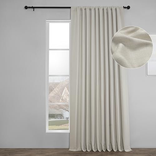 HPD Half Price Drapes BOCH-LN-DW-P Rideau occultant Extra Large en Lin (1 Panneau) 100 x 120 cm, BOCH-LN1856-120-DW, Bouleau