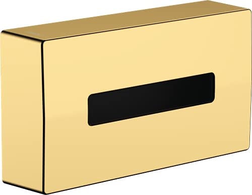 Hansgrohe 41774990 AddStoris Papierrollenhalter mit Deckel Mattweiß Porte-Rouleau de Papier, Aspect doré Poli