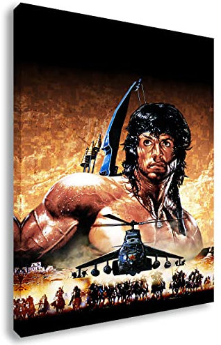 Artis Prints Leinwandbild Rambo | Sylvester Stallone - Film - Hollywood, Wandbild auf Keilrahmen gespannt - Klein bis XXL, Wohnzimmer - Flur - Dekoration, 120x80 cm