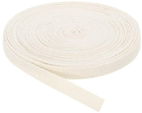 QUARKZMAN Schrägband, 1 Stück 11 Yard x 8mm - Baumwollstoffband, Rolle Schrägband für Kleidung, Accessoires, Taschen (Beige Weiß)