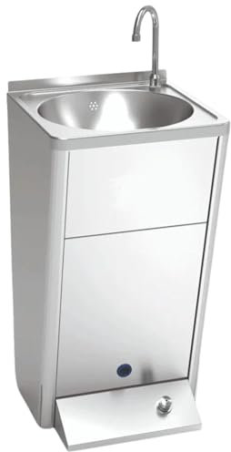 Express Water Prestige, Lavandino Lavabo Lavello Lavamani, Attacco alla Rete Idrica, a Colonna, in Acciaio Inox, con Comando a Pedale, Certificato per ASL, per Negozi e Studi Medici