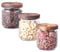 Eden & Willow Airtight Borosilicate Glass Kitchen Storage Jars with Acacia Wooden Lids, Food-Safe Pantry Organiser, Suitable for Home and Kitchen Use (Set of 3, 470ml)