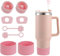 SALUOKE Cup Accessories 8 Pcs for Stanley, Including 2 Straw Cover Cap, 2 Square Spill Stopper, 2 Round Leak Stopper, 2 Pcs Silicone Boot for Stanley Cup 2.0 40/30oz Tumbler, Cup Not Included (Pink)