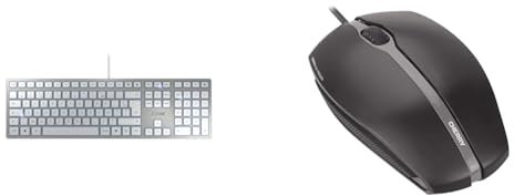 CHERRY KC 6000 Slim, Clavier au Design Ultra-Plat, Layout français (AZERTY), Filaire & GENTIX Corded Optical Mouse, Souris Filaire avec 3 Boutons et capteur Optique