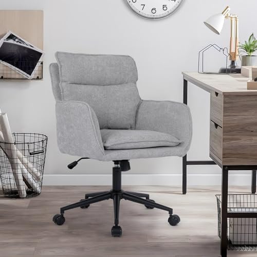 Home Deluxe - Bürostuhl CORA - Farbe: Grau - Webstoff, höhenverstellbar, weiche Polsterung, bis 120 kg belastbar I Schreibtischstuhl Chefsessel Drehstuhl