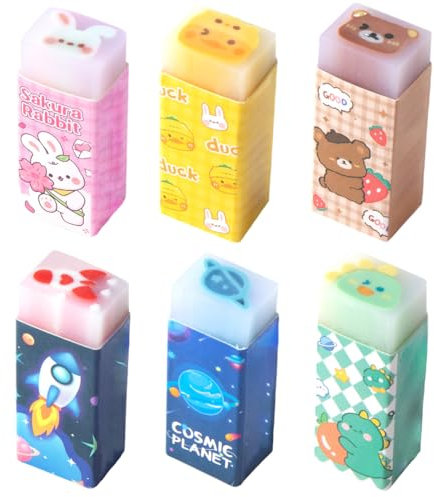 GXGM Radiergummi Set, Mitbringsel Kindergeburtstag Posten, Für Kinder Schulbedarf Schreibwaren, 6 Stück