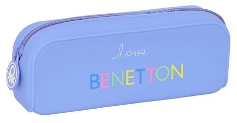 Safta Benetton Lila - Portatodo Cuadrado Silicona, Estuche Infantil, Estuche Niño, Ideal para Niños en Edad Escolar, Cómodo y Versátil, Calidad y Resistencia, 18.5x5.5x7.5 cm