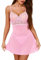 Lovasy Camicia da Notte Donna Sexy in Pizzo Camicia da Notte Senza Maniche Scollo a V Lingerie da Donna Schiena Scoperta Babydoll Sottoveste a Rete con Spalline Regolabili,A-Rosa,M