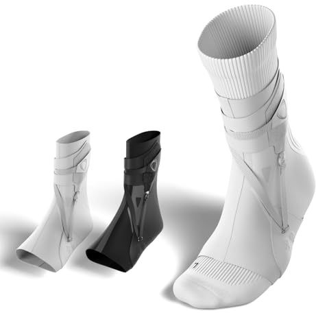 BETTERGUARDS 3.0 Knöchelbandage – Ultraleichte, flexible Stütze gegen Umknicken & schnelle Erholung | Doppelsleeve für Damen & Herren | Perfekt für Sport, Training & Alltag (L, Weiß Rechts)