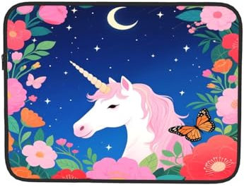 Housse de transport pour ordinateur portable 17 Motif licornes fantaisie Bleu