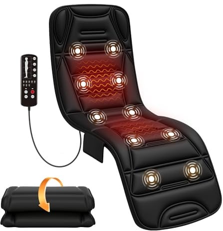 COMFIER Tappetino Massaggiante con Funzione Riscaldante, Coprisedile Materassino Massaggiante Vibrante con 10 Motori di Vibrazione, 5 Modalità di Massaggio e Funzione di Spegnimento Automatico, Regalo