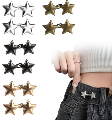 ARWIG 8 Pares de Clips Ajustables Pentagram, Clips para Ajustar cinturón, Botones Ajustables sin Costuras para Pantalones, Jeans y Faldas