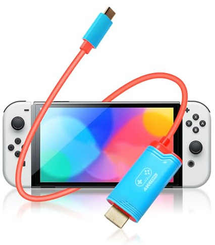 4 K @ 144 Hz USB C to HDMI Cable Dock alternativa compatibile con Nintendo Switch/Switch OLED, Steam Deck & ROG Ally, 2 m USB-C HDMI Adapter with 100 W PD Charging for TV Screen Mirroring, Blu