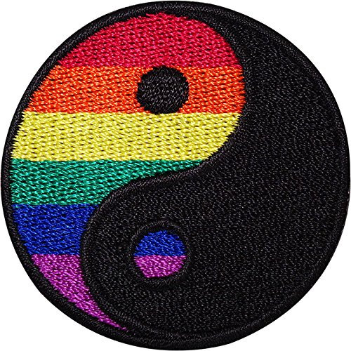Aufnäher zum Aufbügeln, Motiv: Yin Yang, bestickt, Motiv: Gay Pride, Flagge, Abzeichen