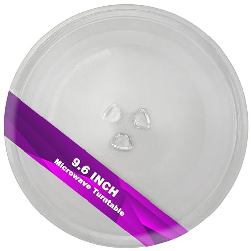 9.6” Small Microwave Glass Turntable - Compatible with Panasonic F06016D00XN & A06015G10XN, 9-5/8” Replacement Plate for Insignia 252100500496, 245mm for Galanz Nostalgia