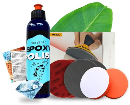 ResinPro® Mega Resin Polishing Kit - Epoxy Polish Cream, Polishing Sponges, Sanding Pads in Various Grits | Step-by-Step Guide Included | Ideal for Plastic and Resin Crafting | Surface Brilliance Made
