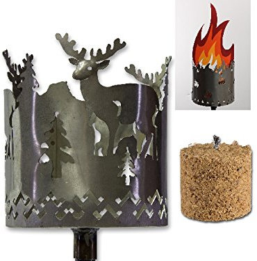 AS Metall Fackel Hirsch 128 cm Beleuchtung Windlicht Gartenstecker Rost