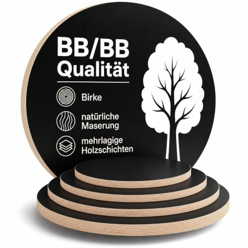 AUPROTEC Plateau de Table 18mm rond Ø 500 mm noir Contreplaqué revêtu en mélamine 20cm-120cm au choix Panneau de Contreplaqué en Bouleau