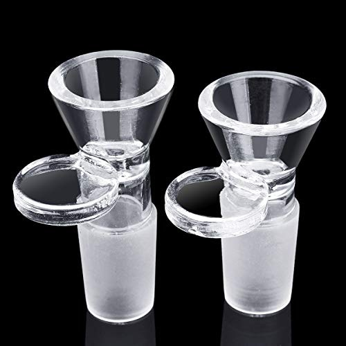 TuToy 14Mm / 18Mm Clear Slide Male Glass Bowl With Handle Funnel Type Bowl - 14Mm