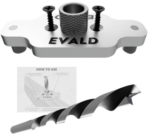 EVALD Dowel Jig Kit for Floating Shelf Bracket | 1/2 inch x 9.8 inch Drill Bit | Doweling Jig for Shelves and Mantels| Hardware Kit for Hidden Shelf Brackets | Floating Shelf DIY Woodworking Tool