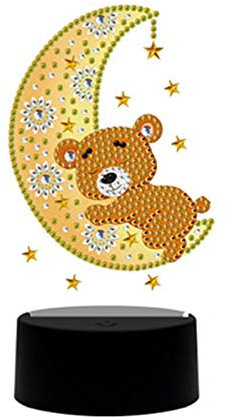 5d Diamond Painting Nachtlicht, Einhorn Diamant malerei LED Licht Nachtlichter Dekoratives für kinderzimmer (Mondbär)