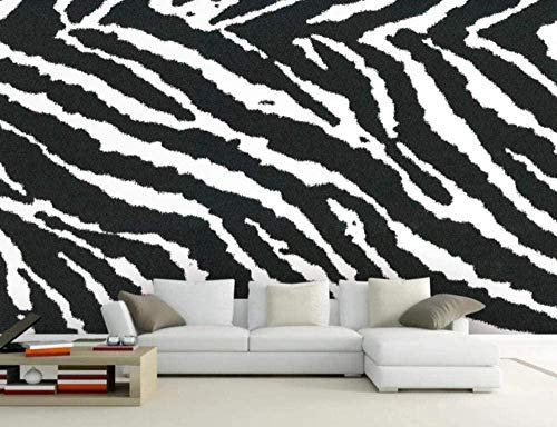 Papier peint à motif zèbre noir et blanc simple Papier peint non tissé à effet 3D Papier Peint 3D Salle de séjour Chambre à coucher Salle de séjour Mural murale enfant-150cm×105cm