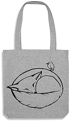 Ligarti Tasche I nachhaltiger Jutebeutel bedruckt I hochwertige stabile Einkaufstasche | (Schlafender Fuchs (grau))