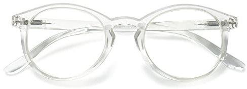 KOOSUFA Mode Anti Blaulicht Lesebrille Federscharnier Damen Herren Runde Lesehilfen Sehhilfe Anti Müdigkeit Brille 1.0 1.25 1.5 1.75 2.0 2.25 2.5 2.75 3.0 3.5 4.0 (1x Durchsichtig, 2.0)