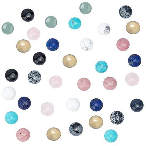PandaHall 36pcs 9 Styles Dome Charms Halbrunde Steinperlen 8mm Flat Back Edelstein Cabochons Cameo Quarz Für Schmuck Handwerk Zubehör Handwerk Scrapbooking Foto Cameo Anhänger
