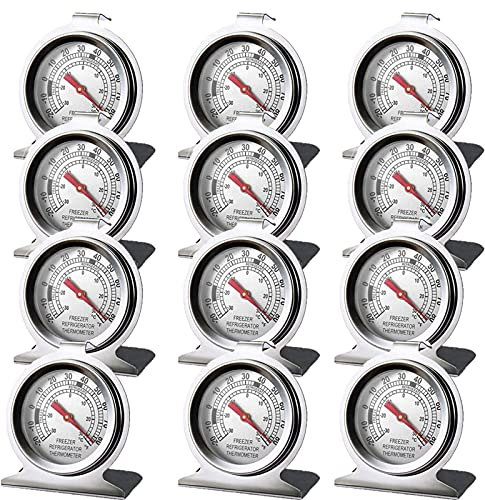 Thermometer für Kühlschrank, Gefrierschrank, Edelstahl, großes Zifferblatt (12 Stück)