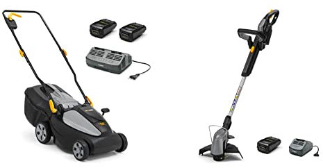 Alpina Tondeuse sans Fil AL1 3420 Li Kit, 34cm Largeur de Coupe, avec 2 Batteries 20V (2Ah) et Chargeur & ATR 20 Li Kit Débroussailleuse à Batterie, Coupe (25cm), avec Batterie 20V (2Ah) & Chargeur