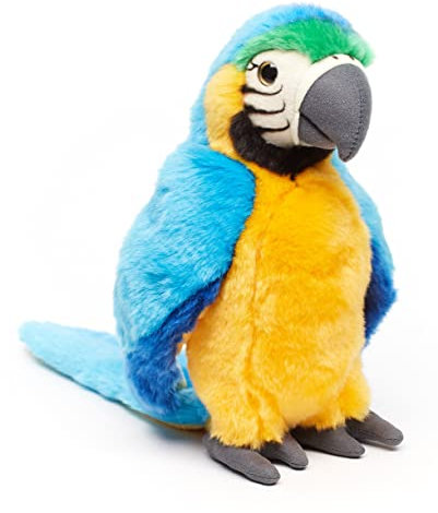 Uni-Toys - Papagei (blau) - 24 cm (Höhe) - Plüsch-Vogel, Ara - Plüschtier, Kuscheltier