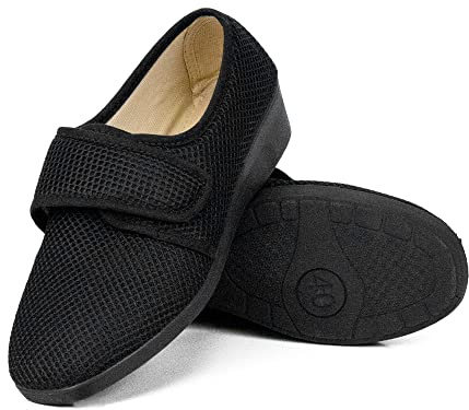 Genérico Zapatillas de Casa Mujer Verano | Calzado Transpirable de Rejilla con Cuña | Sandalias de Interior y Exterior con Cierre de Gancho y Bucle | Suela de Caucho Antideslizante | Negro | Talla 39