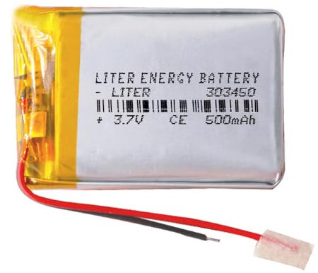 Battery 303450 LiPo 3.7V 500mAh 1.85Wh 1S 5C Liter Energy Battery for Electronics Rechargeable Portable Phone Smartwatch video light GPS - Not compatible for Radio Control 52x34x3mm (500mAh|303450)