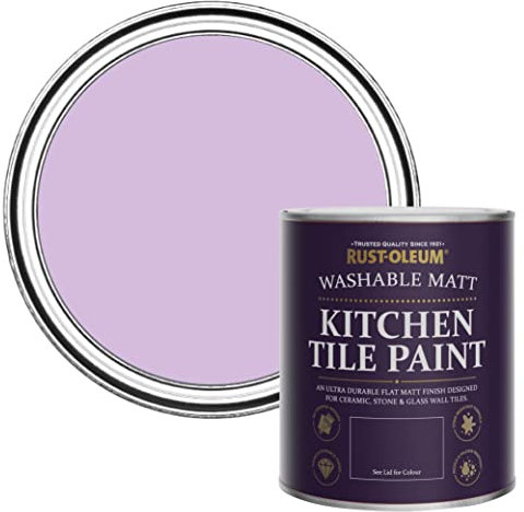 Rust-Oleum Purple water resistant Kitchen Tile Paint in Matt Finish - Violet Macaroon 750ml