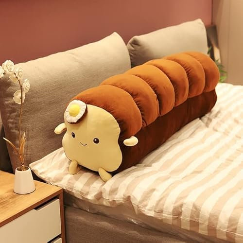 MEDFL 25~120 cm Spiegelei Plüsch Brot weich gefüllte Lebensmittel Kissen Lange Toast Bolster zum Schlafen Lächeln Gesicht n Kinder Geschenk 40 cm B